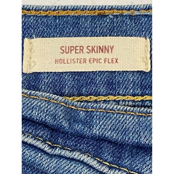 Hollister Epic Flex Super Skinny Jeans Mens 34x32 Blue Distressed Ripped - Picture 12 of 14